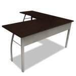 Linea Italia Trento Line L-Shaped Desk, 59.13" x 59.13" x 29.5", Mocha/Gray (TR737MOC)
