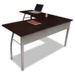 Linea Italia Trento Line L-Shaped Desk, 59.13" x 59.13" x 29.5", Mocha/Gray (TR737MOC) - Image 2