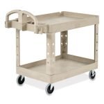 Rubbermaid Commercial BRUTE Heavy-Duty Utility Cart with Lipped Shelves, Plastic, 2 Shelves, 500 lb Capacity, 25.9" x 45.2" x 32.2", Beige (452088BG) - Image 3