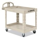 Rubbermaid Commercial BRUTE Heavy-Duty Utility Cart with Lipped Shelves, Plastic, 2 Shelves, 500 lb Capacity, 25.9" x 45.2" x 32.2", Beige (452088BG) - Image 4