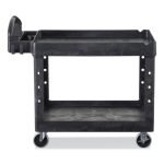 Rubbermaid Commercial BRUTE Heavy-Duty Utility Cart with Lipped Shelves, Plastic, 2 Shelves, 500 lb Capacity, 25.9" x 45.2" x 32.2", Black (452088BK) - Image 2