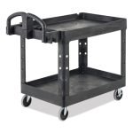 Rubbermaid Commercial BRUTE Heavy-Duty Utility Cart with Lipped Shelves, Plastic, 2 Shelves, 500 lb Capacity, 25.9" x 45.2" x 32.2", Black (452088BK) - Image 3