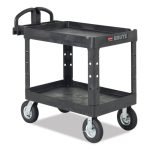 Rubbermaid Commercial BRUTE Heavy-Duty Utility Cart with Lipped Shelves, Plastic, 2 Shelves, 500 lb Capacity, 25.9" x 45.2" x 32.2", Black (452088BK) - Image 4
