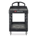 Rubbermaid Commercial BRUTE Heavy-Duty Utility Cart with Lipped Shelves, Plastic, 2 Shelves, 500 lb Capacity, 25.9" x 45.2" x 32.2", Black (452088BK)