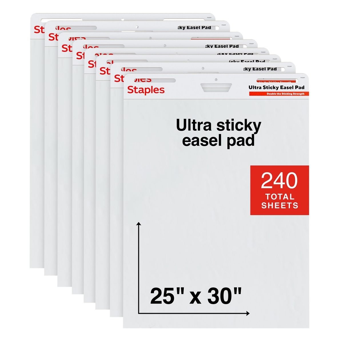 Staples Ultra Sticky Easel Pad, 25" x 30", 30 Sheets/Pad, 8 Pads/Pack (ST62838) - Image 1