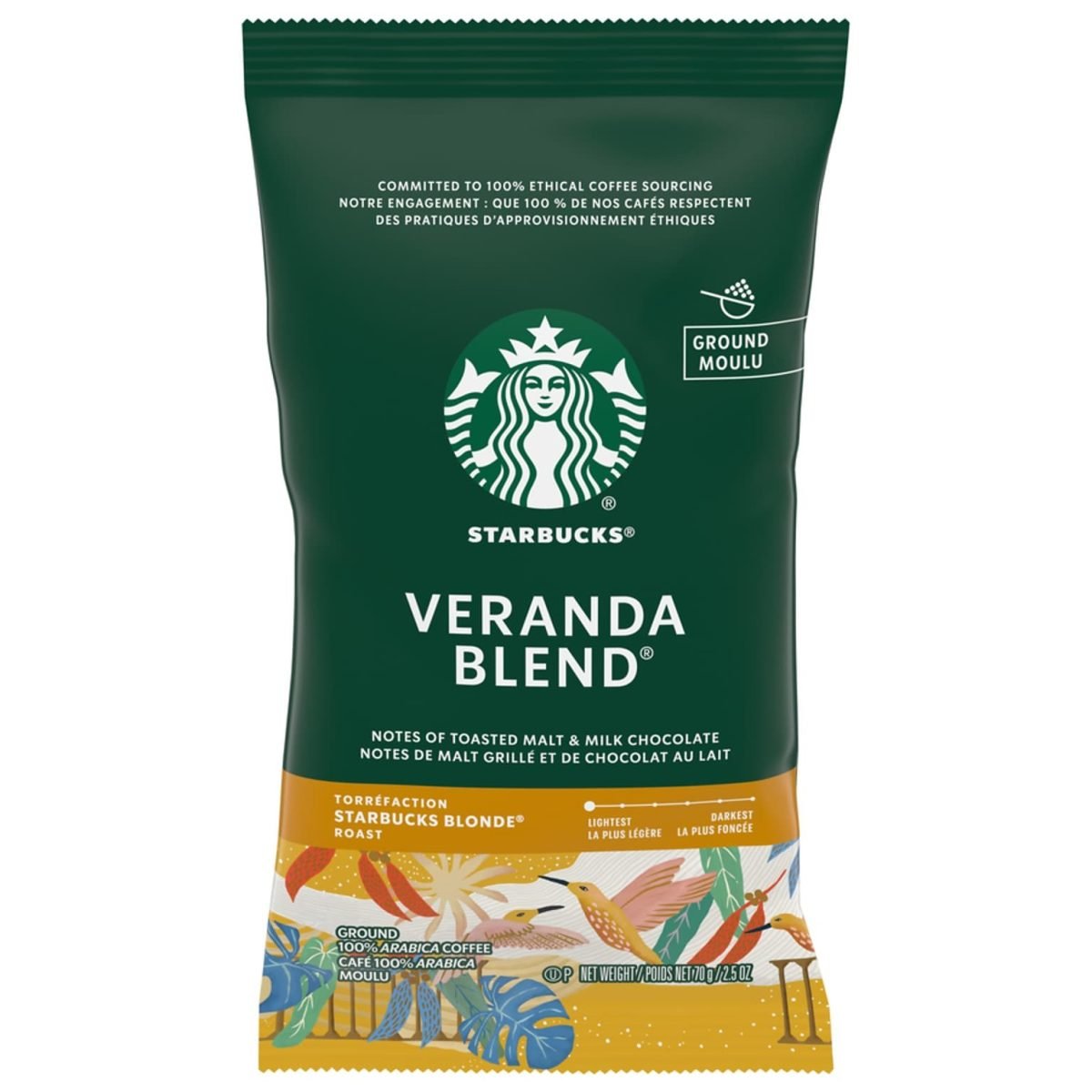Starbucks Veranda Blend Ground Coffee, Blonde Roast, 2.5 oz., 18/Box (11020676) - Image 1