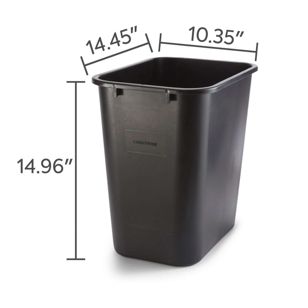 Coastwide Professional™ Indoor Trash Can Without Lid, Black Soft Molded Plastic, 7 Gallon (CW56429) - Image 3