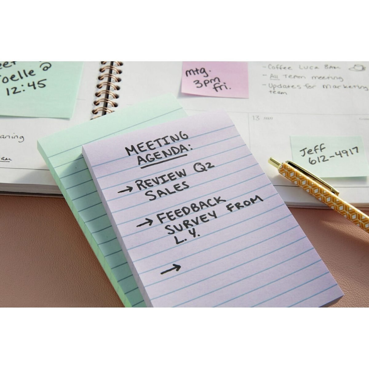 Post-it Greener Recycled Notes, 4" x 6", Sweet Sprinkles Collection, Lined, 100 Sheet/Pad, 5 Pads/Pack (6605PKRPA) - Image 4