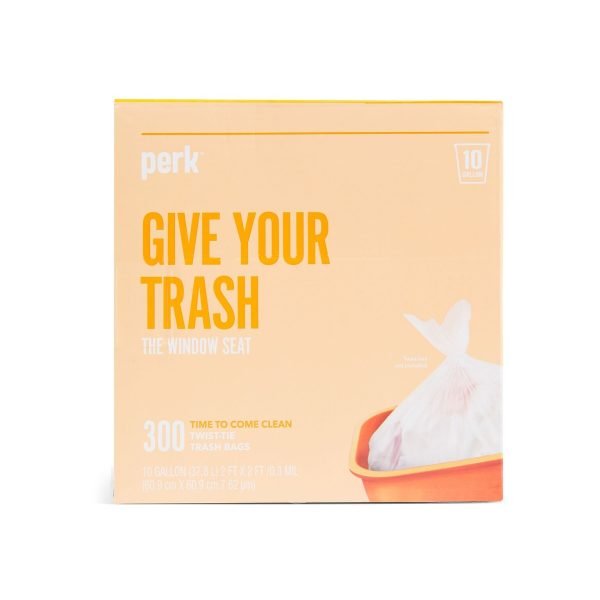 Perk™ 10 Gallon Kitchen Trash Bag, 24" x 24", High Density, 0.36 mil, Clear, 300 Bags/Box (PK56746)
