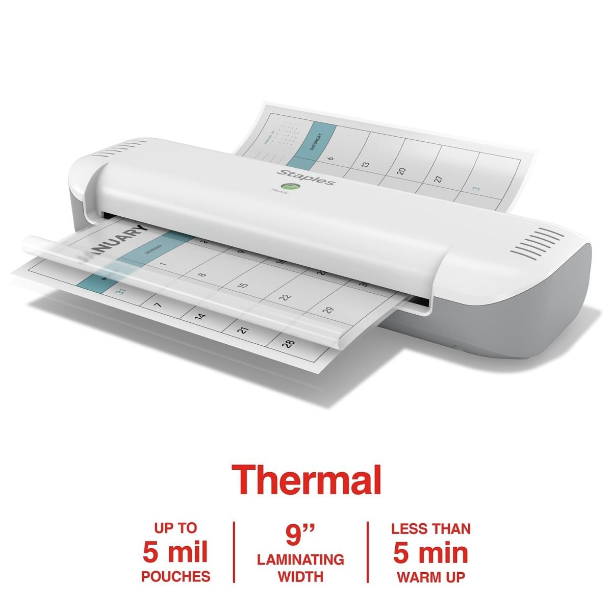 Staples® Thermal Laminator, 9" Width, White (OL141) - Image 2