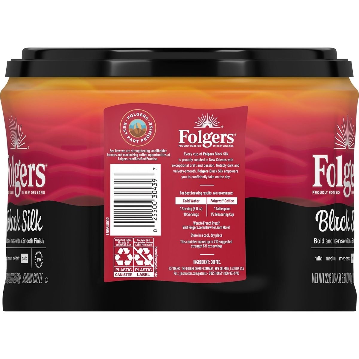 Folgers Black Silk Ground Coffee, Dark Roast, 22.6 oz., Each (SMU30439) - Image 2