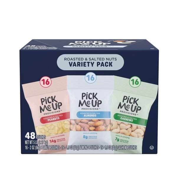 Pick Me Up Provisions™ Roasted & Salted Nuts Variety Pack, 48 Bags/Box (PM62985)