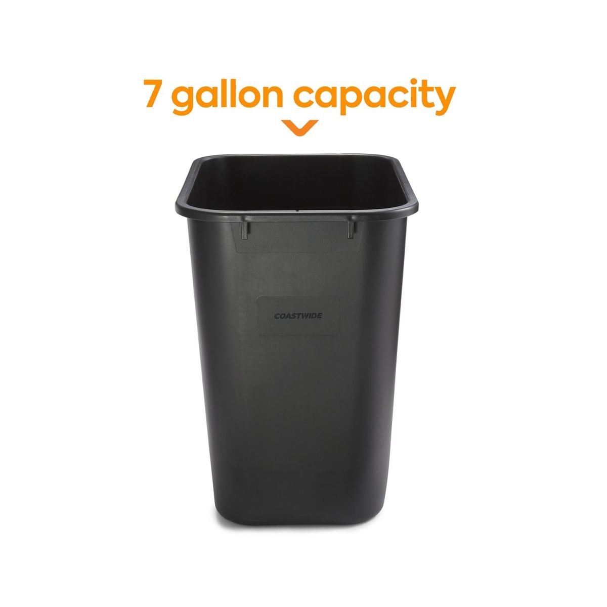 Coastwide Professional™ Indoor Trash Can Without Lid, Black Soft Molded Plastic, 7 Gallon (CW56429) - Image 2