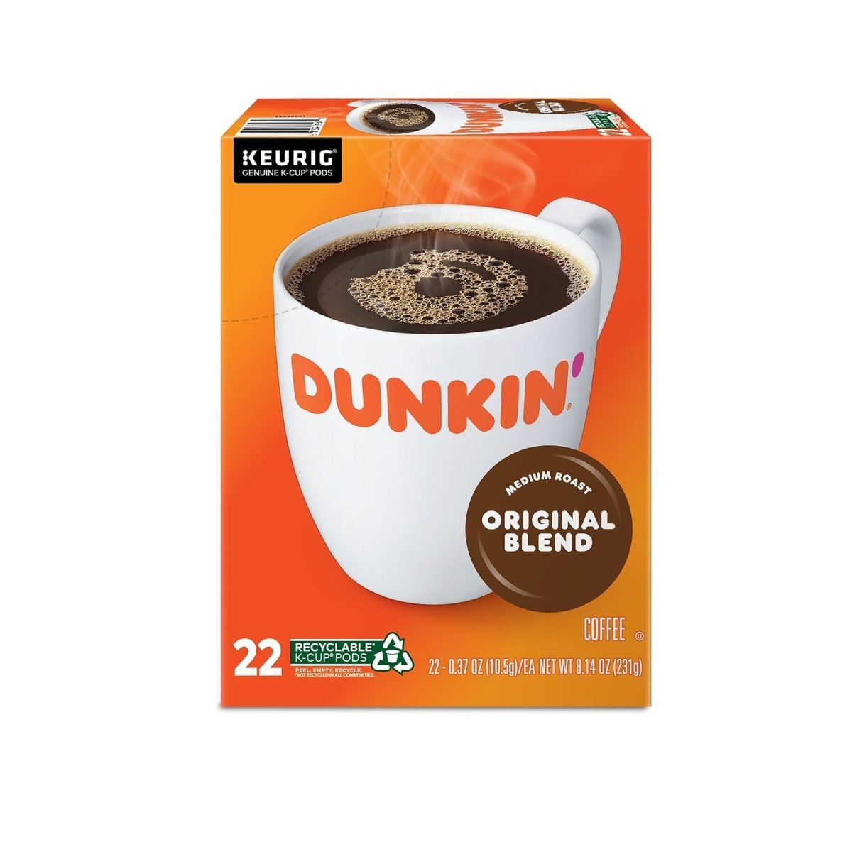 Dunkin' Original Blend Coffee Keurig® K-Cup® Pods, Medium Roast, 22/Box (400845) - Image 4