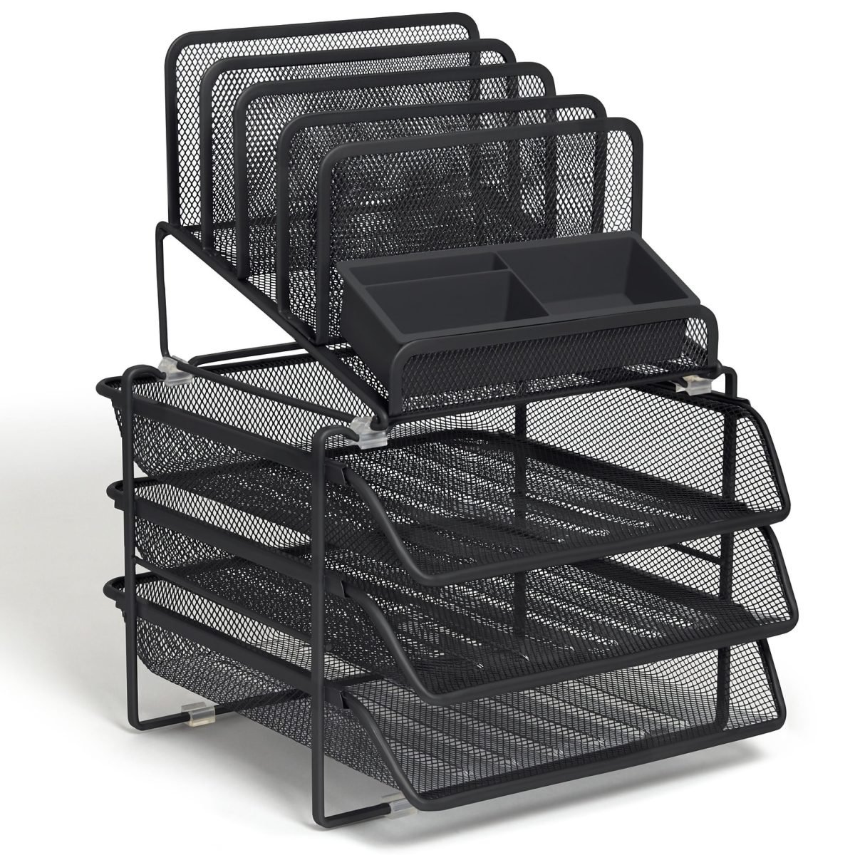 TRU RED™ All-In-One 10-Compartment Wire Mesh Compartment Storage, Matte Black (TR57530) - Image 1
