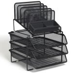 TRU RED™ All-In-One 10-Compartment Wire Mesh Compartment Storage, Matte Black (TR57530)
