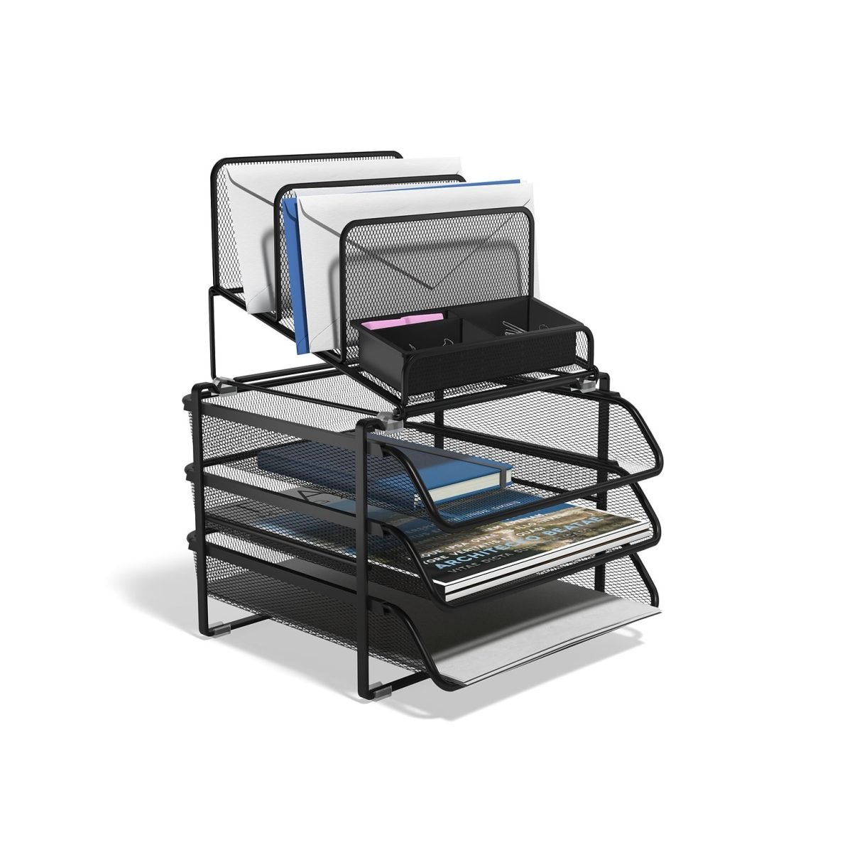 TRU RED™ All-In-One 10-Compartment Wire Mesh Compartment Storage, Matte Black (TR57530) - Image 3