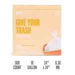Perk™ 10 Gallon Kitchen Trash Bag, 24" x 24", High Density, 0.36 mil, Clear, 300 Bags/Box (PK56746) - Image 2