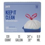 Perk™ 13 Gallon Kitchen Trash Bag, 28" x 24", Low Density, 0.9 mil, White, 120 Bags/Box, 3 Boxes/Carton (PK56750CT) - Image 2