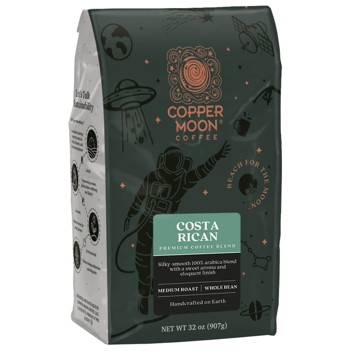 Copper Moon Costa Rican Whole Bean Coffee, Medium Roast, 2 Lb. (260138-BAG) - Image 1